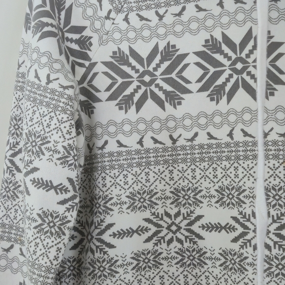 EDC by Esprit Fair Isle Y2K Cowl Neck Hoodie Sweatshirt Gray White M - Picture 5 of 13